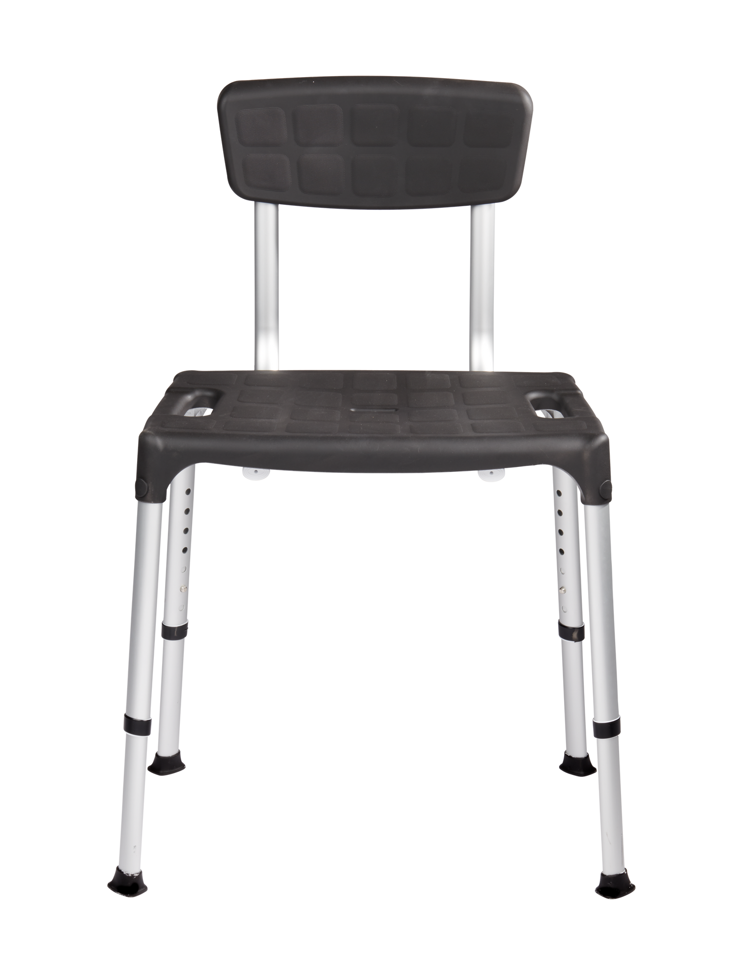SecuCare Douchestoel Quattro met rugleuning, Zwart, verstelbaar in hoogte 390-540 mm