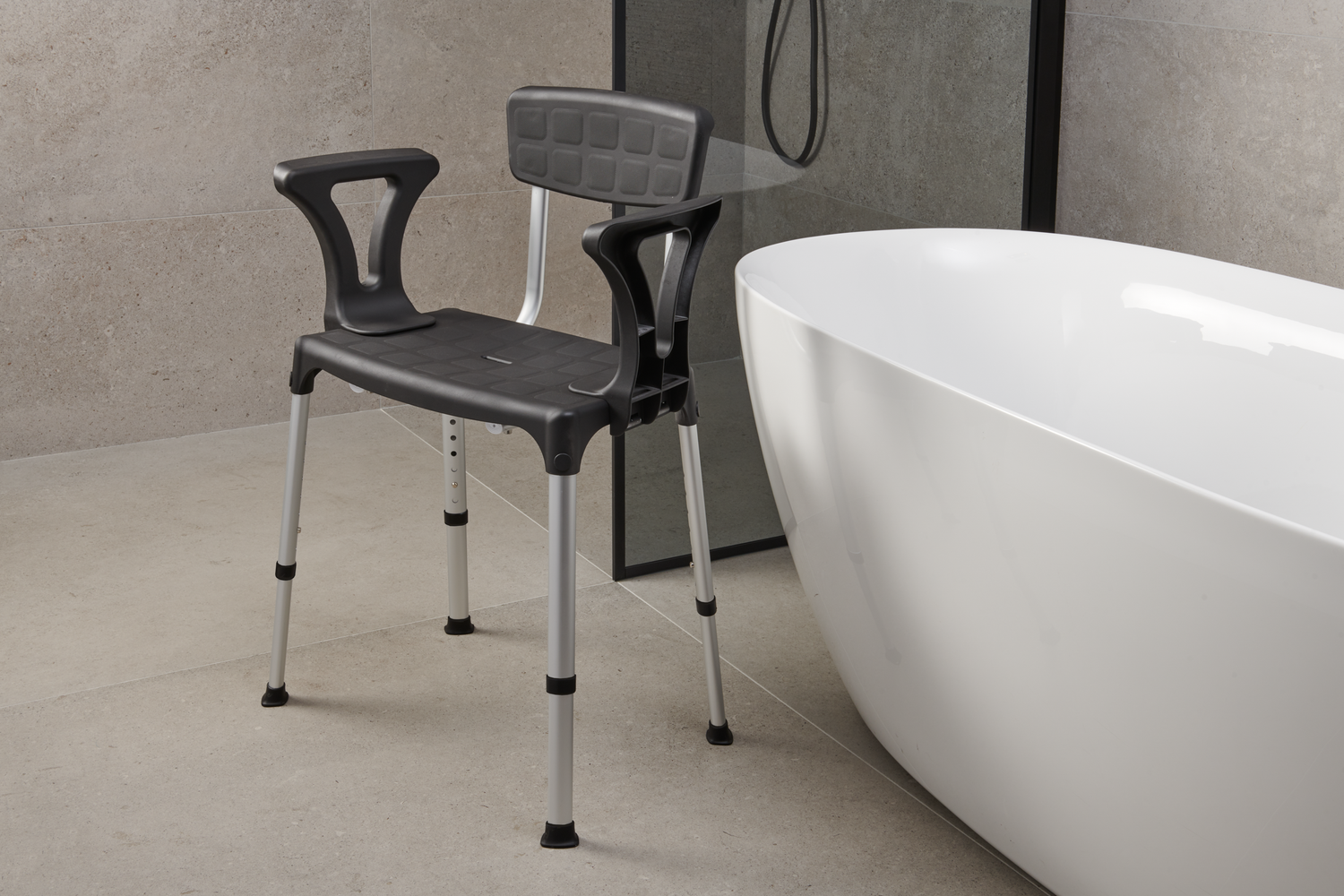 SecuCare Armleuning Quattro voor douchestoel, zwart